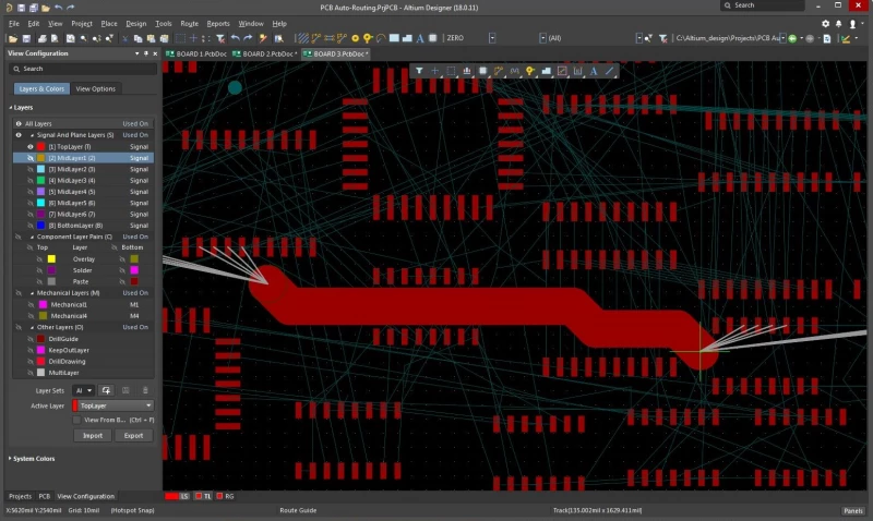 Auto-interactive routing in Altium Designer